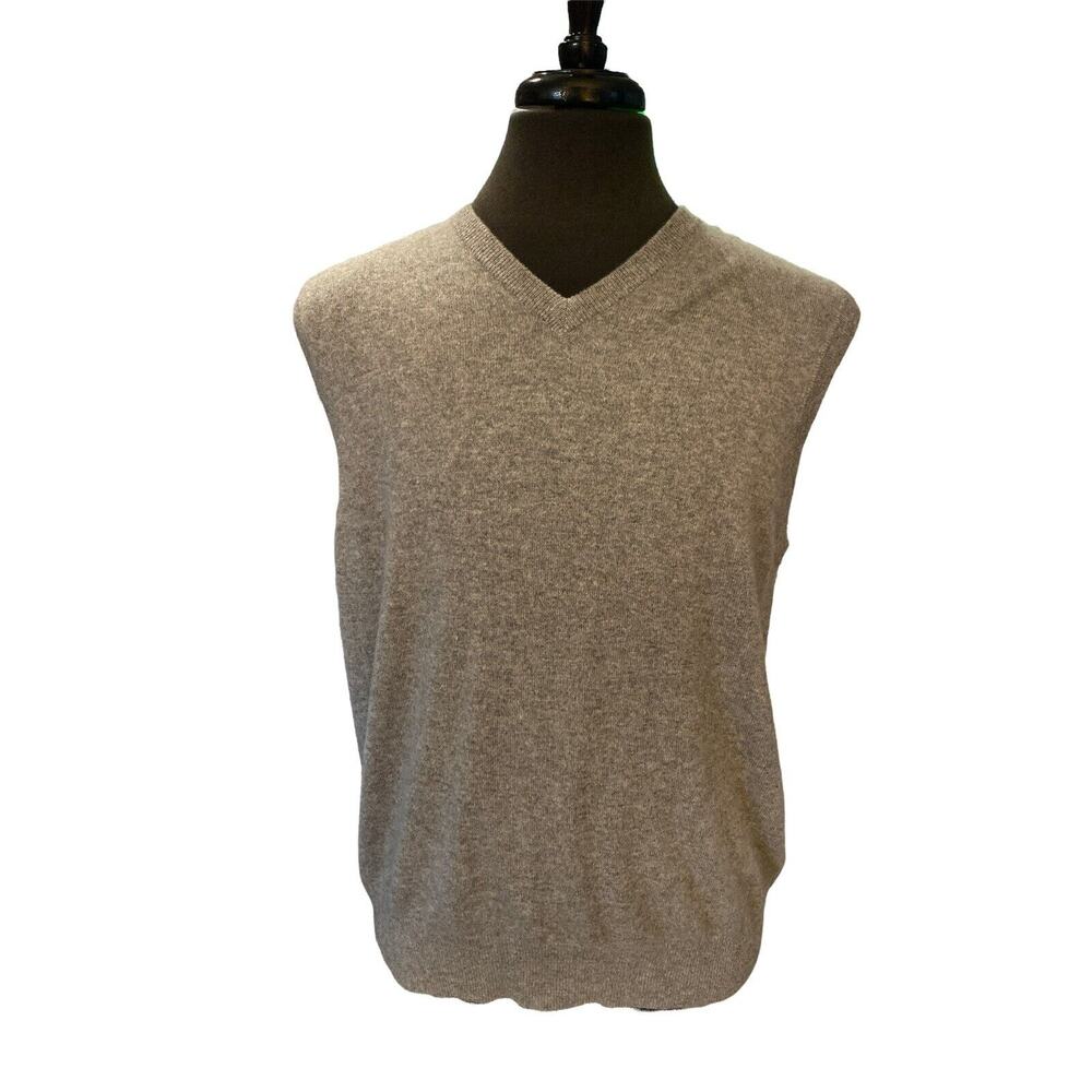 L State Cashmere Gray V-Neck Sweater Men's Soft